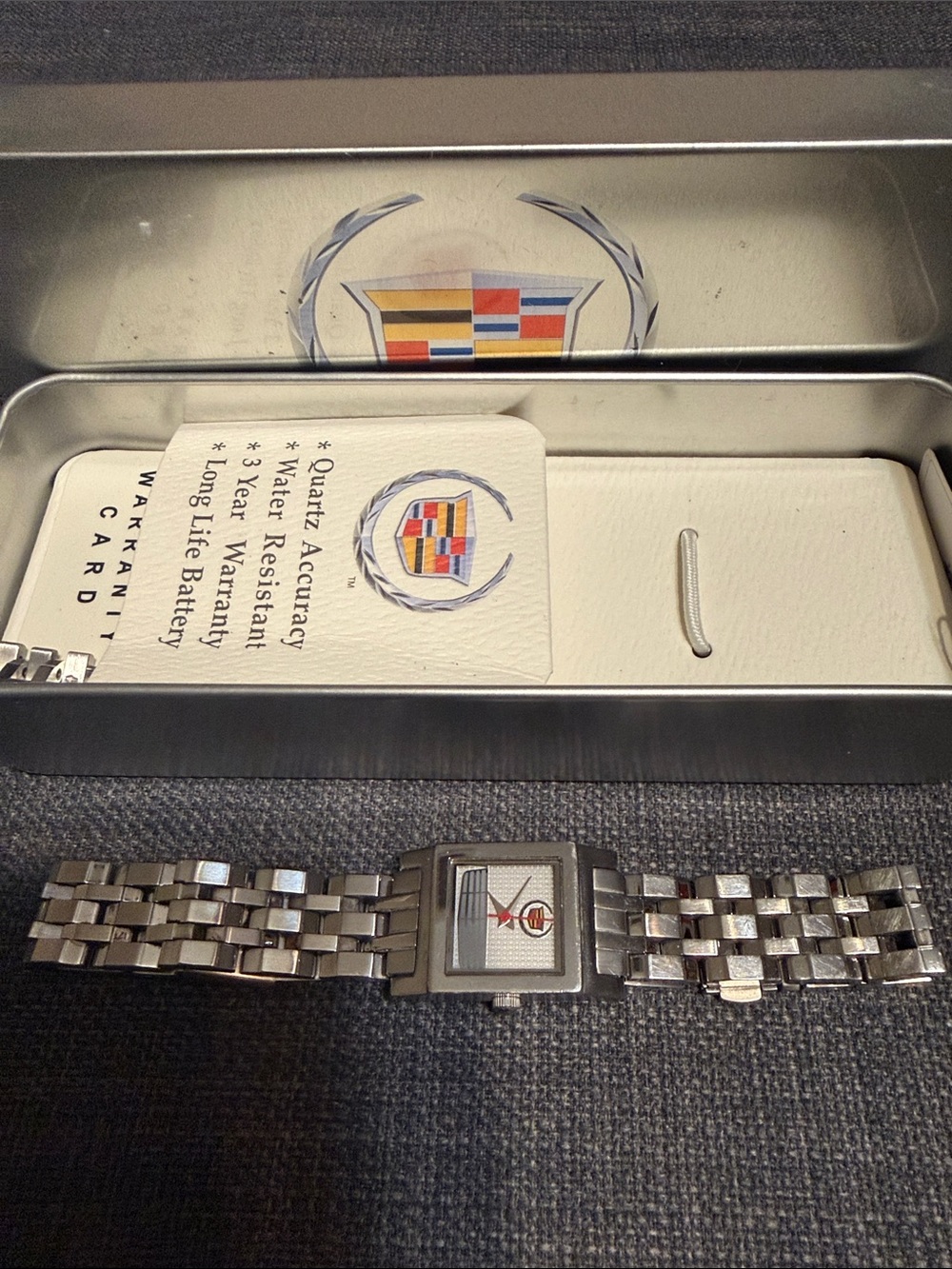 Cadillac Logo Stainless Steel Womens Bracelet Watch - Silver